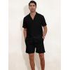 imageYTD Mens 2 Pieces Shirt Set Short Sleeve Button Down Casual Hippie Holiday Beach TShirts Shorts OutfitsBlack