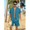 imageYTD Mens 2 Pieces Shirt Set Short Sleeve Button Down Casual Hippie Holiday Beach TShirts Shorts OutfitsBlue