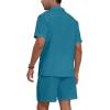 imageYTD Mens 2 Pieces Shirt Set Short Sleeve Button Down Casual Hippie Holiday Beach TShirts Shorts OutfitsBlue
