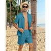 imageYTD Mens 2 Pieces Shirt Set Short Sleeve Button Down Casual Hippie Holiday Beach TShirts Shorts OutfitsBlue