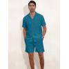 imageYTD Mens 2 Pieces Shirt Set Short Sleeve Button Down Casual Hippie Holiday Beach TShirts Shorts OutfitsBlue