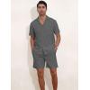imageYTD Mens 2 Pieces Shirt Set Short Sleeve Button Down Casual Hippie Holiday Beach TShirts Shorts OutfitsDark Grey