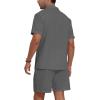 imageYTD Mens 2 Pieces Shirt Set Short Sleeve Button Down Casual Hippie Holiday Beach TShirts Shorts OutfitsDark Grey