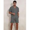 imageYTD Mens 2 Pieces Shirt Set Short Sleeve Button Down Casual Hippie Holiday Beach TShirts Shorts OutfitsDark Grey