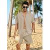 imageYTD Mens 2 Pieces Shirt Set Short Sleeve Button Down Casual Hippie Holiday Beach TShirts Shorts OutfitsLight Khaki