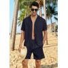 imageYTD Mens 2 Pieces Shirt Set Short Sleeve Button Down Casual Hippie Holiday Beach TShirts Shorts OutfitsNavy