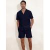 imageYTD Mens 2 Pieces Shirt Set Short Sleeve Button Down Casual Hippie Holiday Beach TShirts Shorts OutfitsNavy