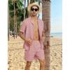 imageYTD Mens 2 Pieces Shirt Set Short Sleeve Button Down Casual Hippie Holiday Beach TShirts Shorts OutfitsPink