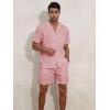 imageYTD Mens 2 Pieces Shirt Set Short Sleeve Button Down Casual Hippie Holiday Beach TShirts Shorts OutfitsPink