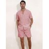imageYTD Mens 2 Pieces Shirt Set Short Sleeve Button Down Casual Hippie Holiday Beach TShirts Shorts OutfitsPink