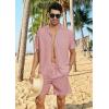imageYTD Mens 2 Pieces Shirt Set Short Sleeve Button Down Casual Hippie Holiday Beach TShirts Shorts OutfitsPink