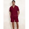 imageYTD Mens 2 Pieces Shirt Set Short Sleeve Button Down Casual Hippie Holiday Beach TShirts Shorts OutfitsRed