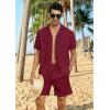 imageYTD Mens 2 Pieces Shirt Set Short Sleeve Button Down Casual Hippie Holiday Beach TShirts Shorts OutfitsRed