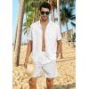 imageYTD Mens 2 Pieces Shirt Set Short Sleeve Button Down Casual Hippie Holiday Beach TShirts Shorts OutfitsWhite