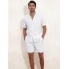 imageYTD Mens 2 Pieces Shirt Set Short Sleeve Button Down Casual Hippie Holiday Beach TShirts Shorts OutfitsWhite
