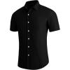 imageYTD Mens Casual Linen Button Down Shirt Short Sleeve Beach ShirtBlack