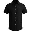 imageYTD Mens Casual Linen Button Down Shirt Short Sleeve Beach ShirtBlack