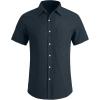 imageYTD Mens Casual Linen Button Down Shirt Short Sleeve Beach ShirtDenim Blue