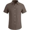 imageYTD Mens Casual Linen Button Down Shirt Short Sleeve Beach ShirtGray Brown