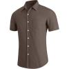 imageYTD Mens Casual Linen Button Down Shirt Short Sleeve Beach ShirtGray Brown