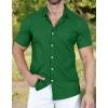 imageYTD Mens Casual Linen Button Down Shirt Short Sleeve Beach ShirtGreen