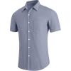 imageYTD Mens Casual Linen Button Down Shirt Short Sleeve Beach ShirtLight Blue