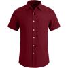 imageYTD Mens Casual Linen Button Down Shirt Short Sleeve Beach ShirtWine Red