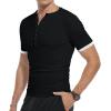 imageYTD Mens Casual Slim Fit Basic Henley Short Sleeve Fashion Summer TShirt01 Black