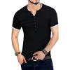 imageYTD Mens Casual Slim Fit Basic Henley Short Sleeve Fashion Summer TShirt01 Black