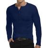 imageYTD Mens Casual Slim Fit Basic Henley Short Sleeve Fashion Summer TShirt02 Long Sleeve Navy