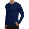 imageYTD Mens Casual Slim Fit Basic Henley Short Sleeve Fashion Summer TShirt02 Long Sleeve Navy