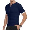 imageYTD Mens Casual Slim Fit Basic Henley Short Sleeve Fashion Summer TShirt02 Navy