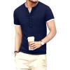 imageYTD Mens Casual Slim Fit Basic Henley Short Sleeve Fashion Summer TShirt02 Navy