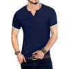 imageYTD Mens Casual Slim Fit Basic Henley Short Sleeve Fashion Summer TShirt02 Navy