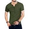 imageYTD Mens Casual Slim Fit Basic Henley Short Sleeve Fashion Summer TShirt03 Army Green