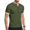 imageYTD Mens Casual Slim Fit Basic Henley Short Sleeve Fashion Summer TShirt03 Army Green