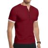 imageYTD Mens Casual Slim Fit Basic Henley Short Sleeve Fashion Summer TShirt04 Wine Red