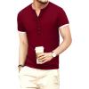 imageYTD Mens Casual Slim Fit Basic Henley Short Sleeve Fashion Summer TShirt04 Wine Red