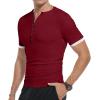 imageYTD Mens Casual Slim Fit Basic Henley Short Sleeve Fashion Summer TShirt04 Wine Red
