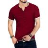 imageYTD Mens Casual Slim Fit Basic Henley Short Sleeve Fashion Summer TShirt04 Wine Red