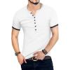 imageYTD Mens Casual Slim Fit Basic Henley Short Sleeve Fashion Summer TShirt05 White