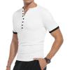 imageYTD Mens Casual Slim Fit Basic Henley Short Sleeve Fashion Summer TShirt05 White