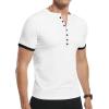 imageYTD Mens Casual Slim Fit Basic Henley Short Sleeve Fashion Summer TShirt05 White