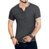 imageYTD Mens Casual Slim Fit Basic Henley Short Sleeve Fashion Summer TShirt06 Dark Gray