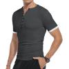 imageYTD Mens Casual Slim Fit Basic Henley Short Sleeve Fashion Summer TShirt06 Dark Gray