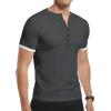 imageYTD Mens Casual Slim Fit Basic Henley Short Sleeve Fashion Summer TShirt06 Dark Gray