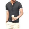 imageYTD Mens Casual Slim Fit Basic Henley Short Sleeve Fashion Summer TShirt06 Dark Gray