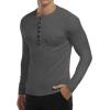imageYTD Mens Casual Slim Fit Basic Henley Short Sleeve Fashion Summer TShirtLong Sleeve Dark Gray
