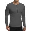 imageYTD Mens Casual Slim Fit Basic Henley Short Sleeve Fashion Summer TShirtLong Sleeve Dark Gray