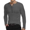 imageYTD Mens Casual Slim Fit Basic Henley Short Sleeve Fashion Summer TShirtLong Sleeve Dark Gray